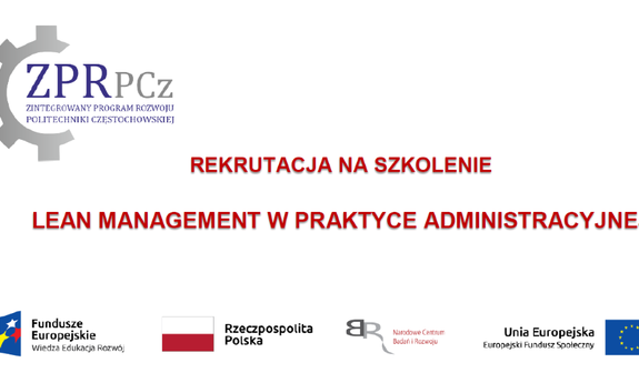 baner rekrutacyjny dla szkolenia lean management w ramach projektu ZPR PCz