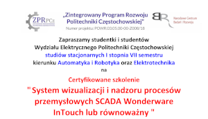 Rekrutacja na szkolenie - Certyfikowane szkolenie " System wizualizacji i nadzoru procesów przemysłowych SCADA Wonderware InTouch lub równoważny "